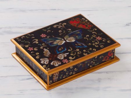 Night Flutters Painted Glass Jewelry Box For Cheap