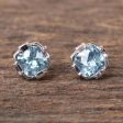 Peaceful Paradise Blue Topaz & Silver Button Earrings Sale