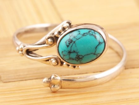 Wrapped in Turquoise Hand Crafted Sterling Silver Wrap Ring from India Online Sale