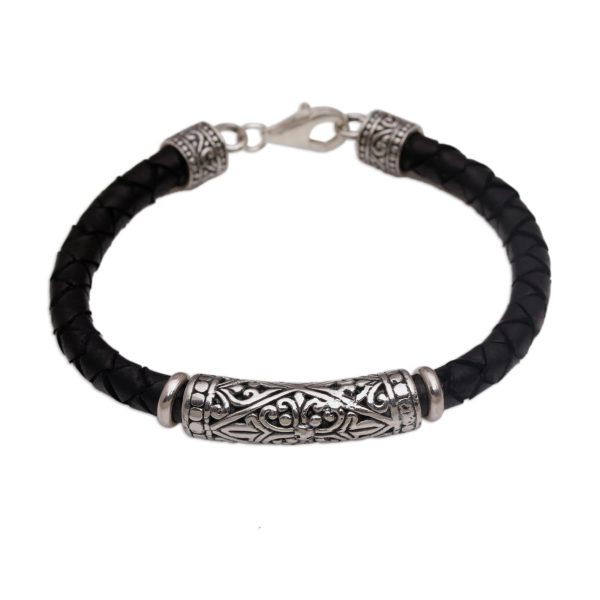 Lost Kingdom Sterling Silver Leather Bracelet Online Sale