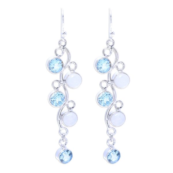 Morning Climber Blue Topaz Moonstone Earrings Online Hot Sale