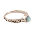 Sky Globe Wave Pattern Larimar Solitaire Ring from India Online now