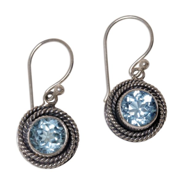 Nest of Chains in Blue Topaz Dangle Earrings For Cheap