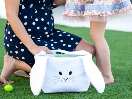 White Bunny Plush Easter Bucket on Sale