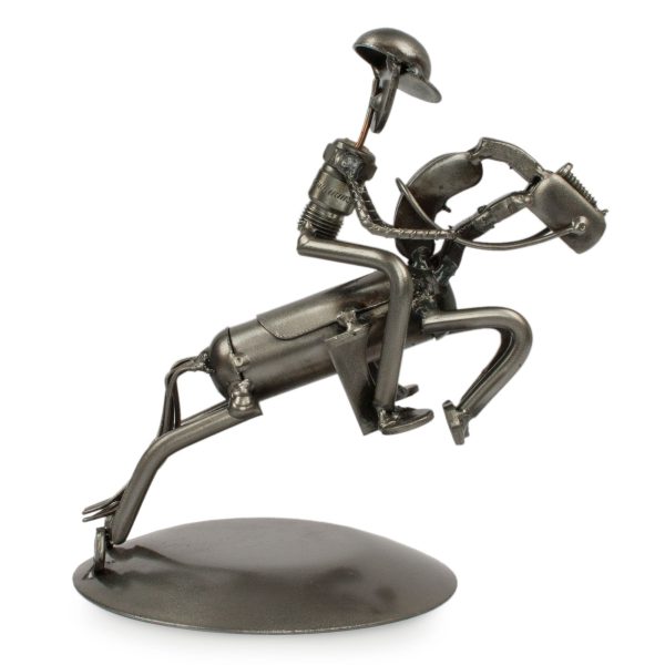 Rustic Jockey Metal Sculpture Discount