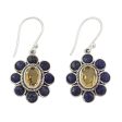 Sunny Blue Citrine & Lapis Lazuli Dangle Earrings For Cheap