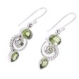 Meadow Labyrinth Peridot and Sterling Silver Spiral Dangle Earrings Fashion