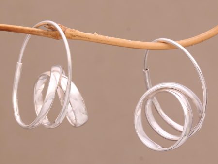 Modern Curls Silver Hoop Earrings Supply