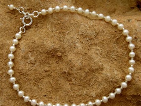 Moon Dew Sterling Silver Pearl Anklet Online now