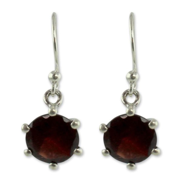 Scarlet Solitaire Sterling Silver Earrings For Sale