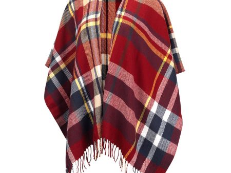 Navy Garnet Plaid Kennedy Shawl on Sale