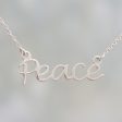 Peace Mantra Silver Pendant Necklace For Sale