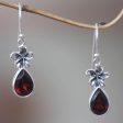 Plumeria Dew Garnet & Silver Dangle Earrings Online Hot Sale