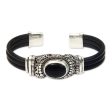 Royal Splendor Onyx Silver & Rubber Cuff Bracelet Online Hot Sale