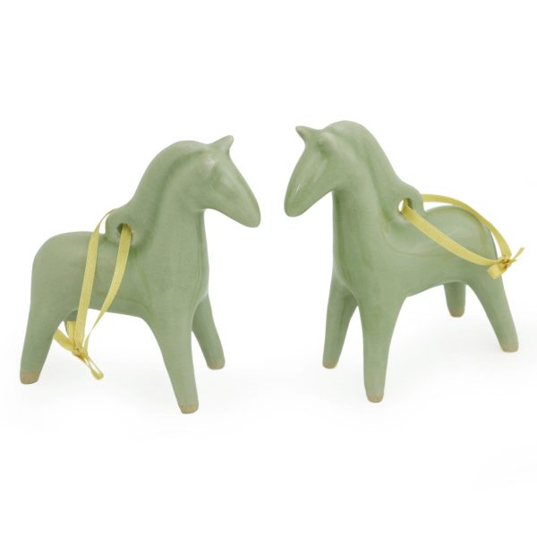 A Season For Horses Ceramic Ornament Set of 2 Fashion