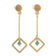 Square Dazzle 22k Gold Plated Chalcedony Dangle Earrings from India For Discount