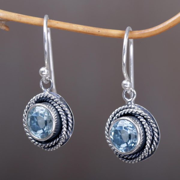 Nest of Chains in Blue Topaz Dangle Earrings For Cheap