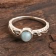 Sky Globe Wave Pattern Larimar Solitaire Ring from India Online now