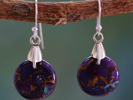 Purple Turquoise Moon & Sterling Silver Dangle Earrings Hot on Sale