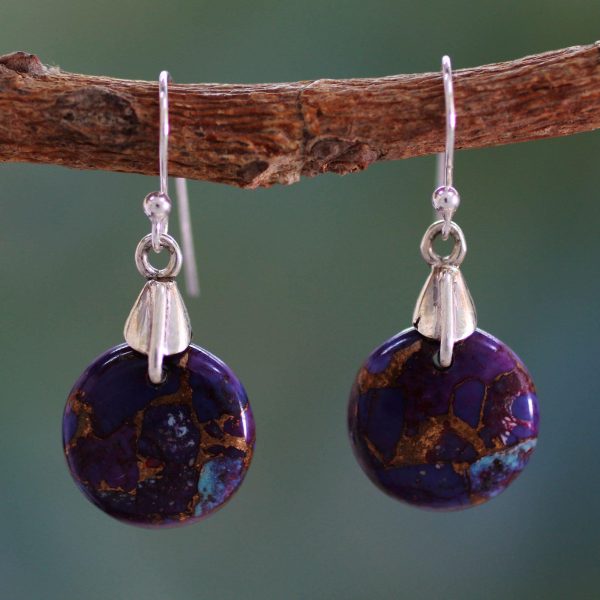 Purple Turquoise Moon & Sterling Silver Dangle Earrings Hot on Sale