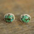 Morning in Green Turquoise Silver Stud Earrings Hot on Sale