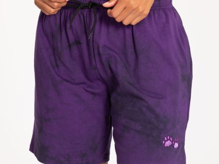 Purple Paw Tie-Dye Casual Shorts Hot on Sale