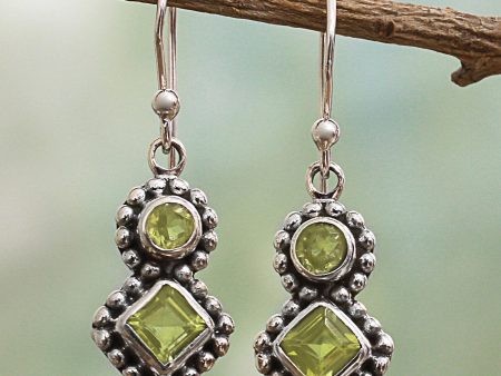 Twin Aura Peridot & Silver Dangle Earrings Sale