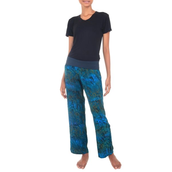 Kenanga Blue & Green Batik Pants For Sale