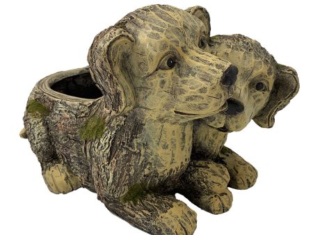 Faux Wood Double Dog Planter Cheap