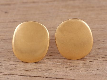 Vibrant Buttons Handmade 22k Gold Plated Sterling Silver Stud Earrings For Cheap