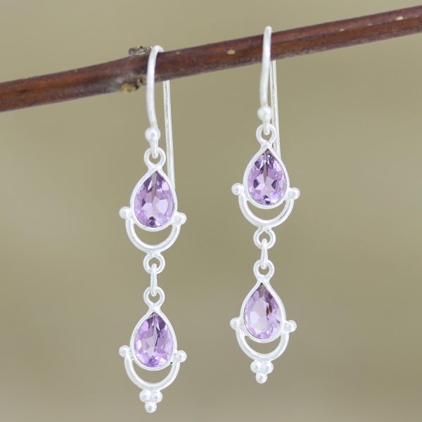 Royal Rain Artisan Made Amethyst Sterling Silver Dangle Earrings For Discount