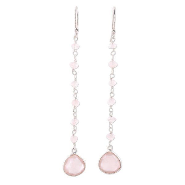 Morning Drops 4-Carat Rose Quartz Dangle Earrings from India Sale