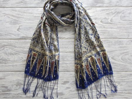 Royal Java Blue Silk Batik Scarf Cheap