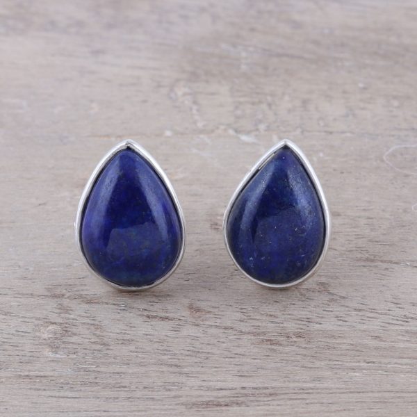 Mystic Tears Teardrop Lapis Lazuli Button Earrings from India Online Hot Sale