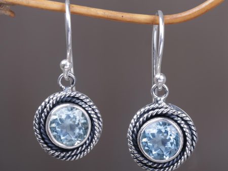 Nest of Chains in Blue Topaz Dangle Earrings For Cheap