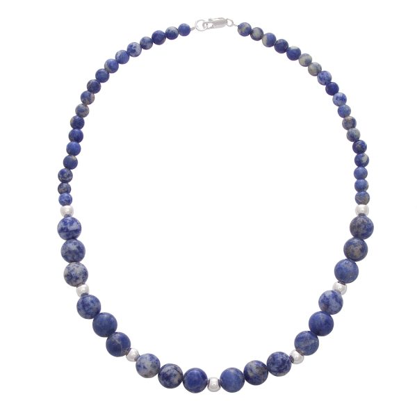 Ocean Dew Sodalite Silver Beaded Necklace Online