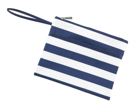 Navy Stripe Zip Pouch Wristlet Cheap