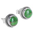 Reconstituted Turquoise & Sterling Silver Stud Earrings on Sale