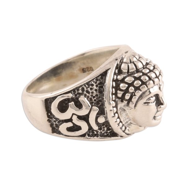 Meditating Buddha Sterling Silver Buddha Band Ring from India Hot on Sale