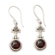 Misty Moon Garnet Silver Dangle Earrings Cheap