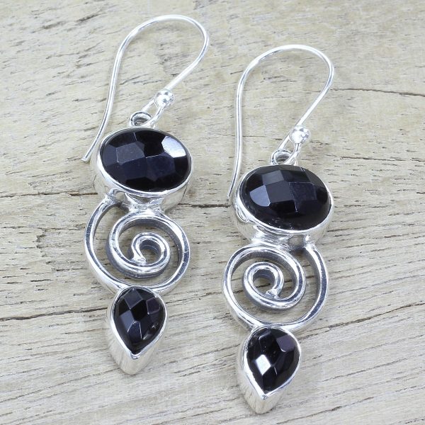 Onyx & Sterling Silver Dangle Earrings Online Hot Sale