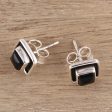 Midnight Frame Square Onyx Stud Earrings from India Discount