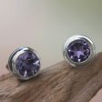 Purple Simplicity Amethyst Silver Stud Earrings Hot on Sale