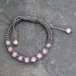 Rose Quartz Adjustable Beaded Bracelet For Sale