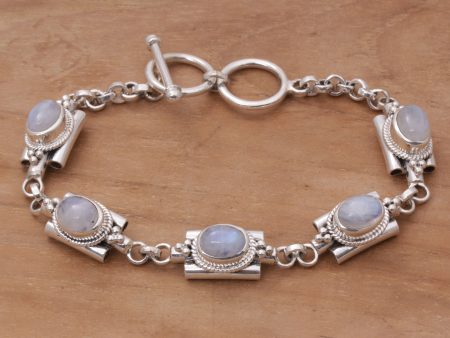 Misty Domes Silver & Rainbow Moonstone Bracelet Online