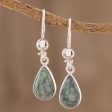 Pale Green Tears Jade & Silver Teardrop Dangle Earrings Hot on Sale