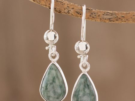 Pale Green Tears Jade & Silver Teardrop Dangle Earrings Hot on Sale