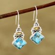 Sky Fragments Citrine and Composite Turquoise Dangle Earrings from India Online now