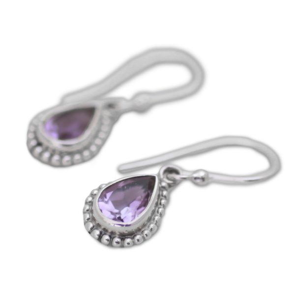 Radiant Lilac Amethyst Silver Teardrop Earrings Hot on Sale