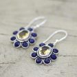 Sunny Blue Citrine & Lapis Lazuli Dangle Earrings For Cheap